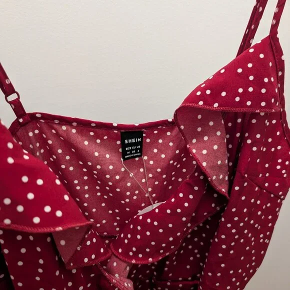 RED POLKA RUFFLE DRESS - Picture 2 of 5